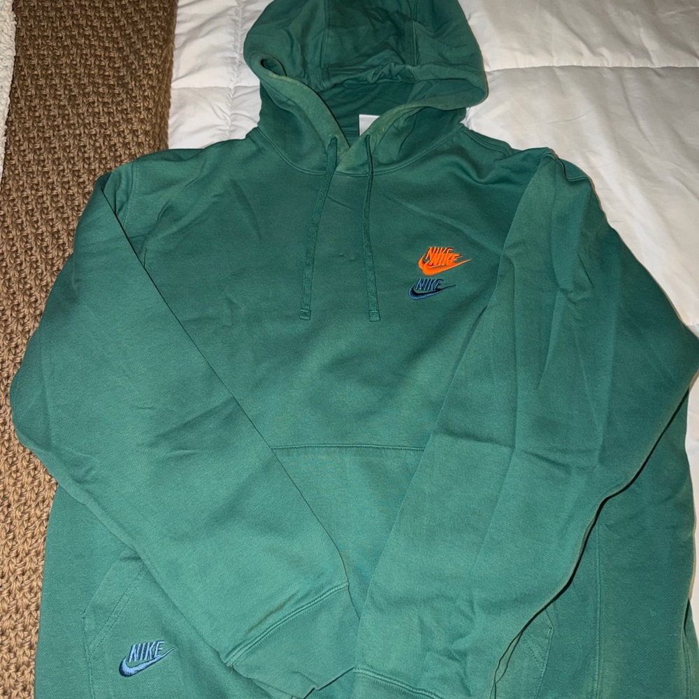 Nike Forest Green Hoodie with Vibrant Logo